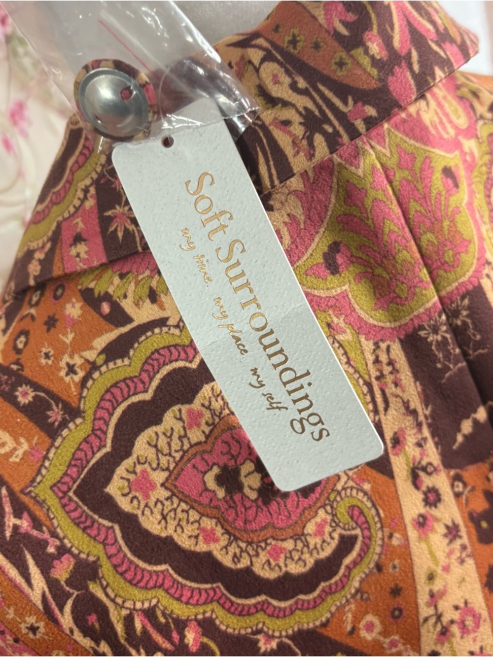 NEW Soft Surroundings Paisley coat in Rust, Plum & Olive - Picture 7 of 9